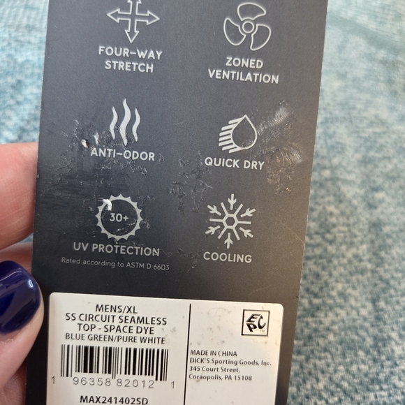 Men's VRST XL Circuit Seamless Space Dye Blue Green Performance T-Shirt New - Picture 3 of 12